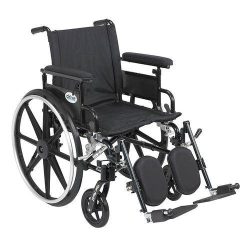 Drive Medical PLA418FBFAARAD-ELR Viper Plus GT Wheelchair with Flip Back Removable Adjustable Full Arms, Elevating Leg Rests, 18" Seat